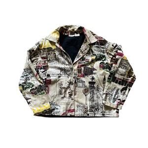 Units Geometric Postcard Novelty Art Print Jacket Unisex Size Large Cotton